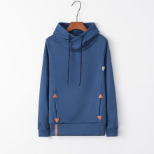 (Navy, M) Heaps Sleeve Womenlong Hooded Hoodies Draw Cord Pure Color Pocket Sport Coat