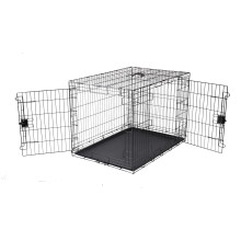 Amazon Basics Durable Foldable Metal Wire Dog Crate with Tray Double Door 42 x 28 x 30 in Black