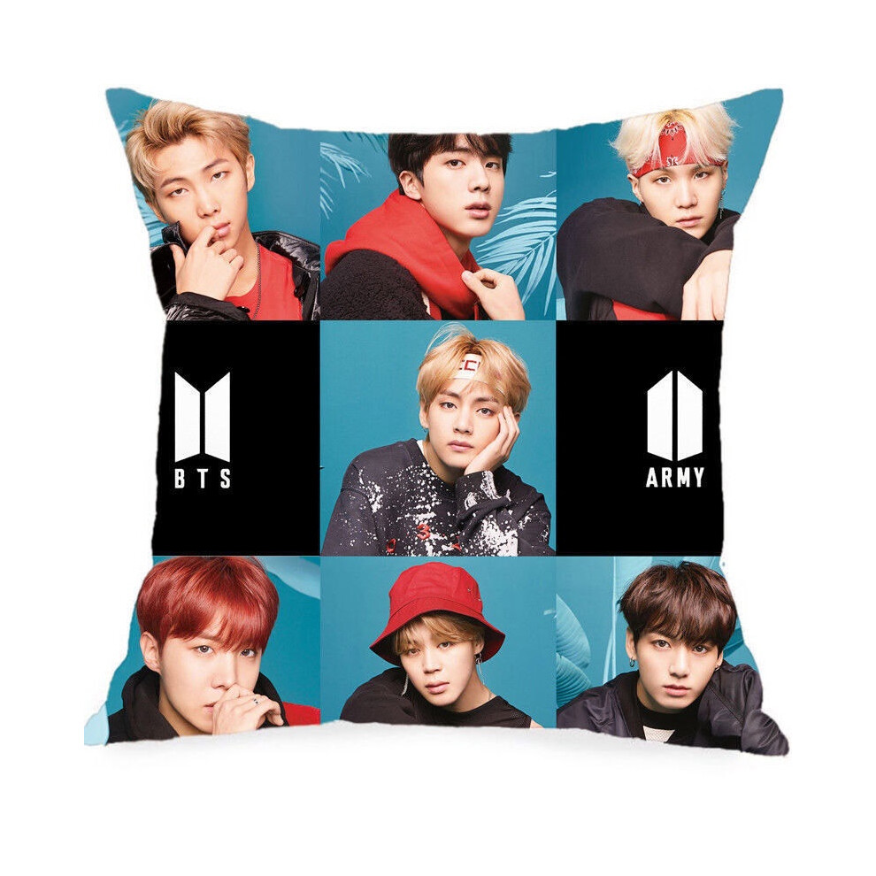 ( Bts Army) Bts 18 Kpop Bangtan Boys Face Yourself Skin Cushion Pillow Cover Throw Blue/Peach