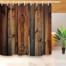 (C, 180x200cm) 3d Fabric Print Rustic Wood Shower Curtain Set Mildewproof Bathroom Waterproof
