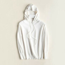 (White, M) Womens Sweater Loose Knitted Soft Cashmere Hoodies Coat Tops Sweatshirt Hooded