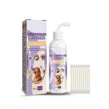 Pet Ear Clean with 10pcs Cotton Swab, Pet Ear Rinse Cleaning for Dogs & Cats, Pet Clean No Brushing Pet Ear Rinse Care