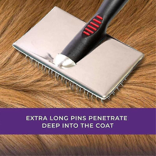 Extra Long Pin Flat Slicker Brush suitable for , Removes Loose Fur and Tangles, Tuffer Than Tangles 2