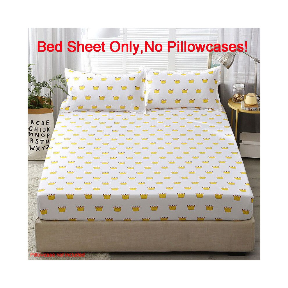 (Crown, 120x200cm) Sheet Bed Fitted Cover Without Pillowcase Floral Printed King Single Double-image-OPC-PJ788JH-NEW