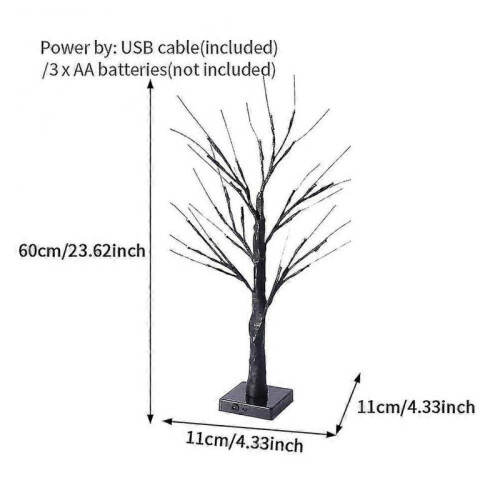 Free Standing Simulation Birch Tree Light 24 Led Festival Bedroom with Usb Cable 2