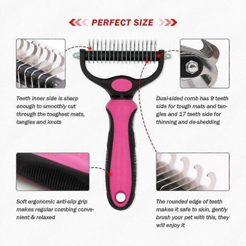 Pet Grooming Tool- 2 Sided Undercoat Rake-MXBC