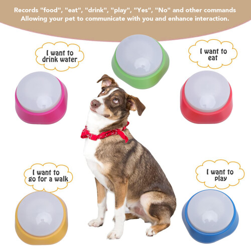 5Pcs Pet Training Buzzer Kit, Voice Recording & Color Lights, ABS Material 2