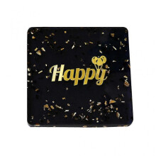 Happy Square Resin Coasters Coffee Cup Mat Heat Resistant Placemat Anti Slip Drink Tea Cup Pad Waterproof Non-slip Kitchen Supplies