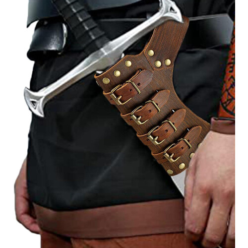 Sword Holder Adjustable Leather Belt for Medieval Viking Costume Brown 2