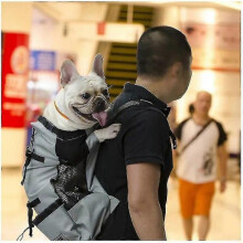 (L, Grey) Pet Dog Carrier Travel Backpack Outdoor Ventilation Breathable Bicycle Motorcycle Outdoor Hiking Spo