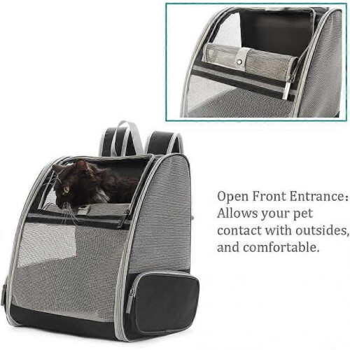 Pet travel portable backpack-black-medium 1