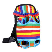 (S, Color stripe) Pet Travel Dog Backpack Carrier, Head-Out Design, Breathable, Puppy Front Carrier, Pet Hiking Bag