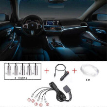 Car Interior LED Light Strip, RGB 16 Million Colors 5-in-1 Ambient Lighting Kit with App Control and Music Mode, Car Interior Light Strip 236 Inch Fib