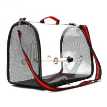(Red) Lightweight Bird Carrier Cage Transparent Clear Pvc Breathable Parrots Travel Bag