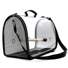 (Black) Lightweight Bird Carrier Cage Transparent Clear Pvc Breathable Parrots Travel Bag