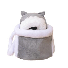 (M, Light Grey) Warm Pet Carrier Bag Small Cat Dogs Backpack Winter Plush Pets Cage For Outdoor Travel Pet Hanging Chest Bags/YY