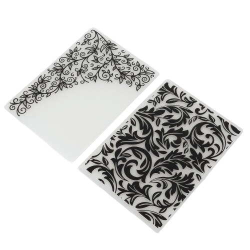 2Pcs Plastic Embossing Folders Flower Leaves 2