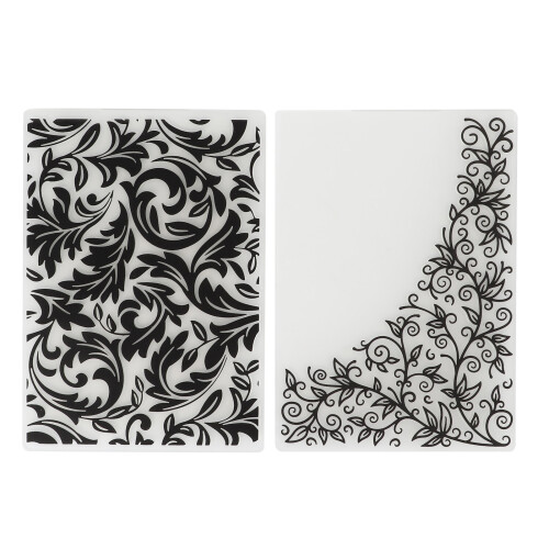 2Pcs Plastic Embossing Folders Flower Leaves