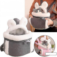 (L, Pink) Pet Warm Carrier Bag Small Cat Dogs Backpack Winter Warm Carring Plush Pets Cage Walking Outdoor Travel Kitten Hanging Chest Bag - CHUNC