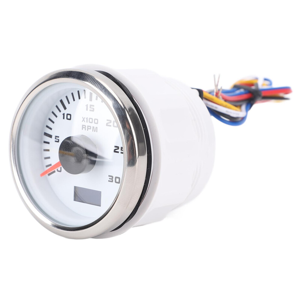 52Mm Rpm Tachometer 3000Rpm Dc 9-32V 7 Color Backlight For Truck Boat White/Silver 8481330200391