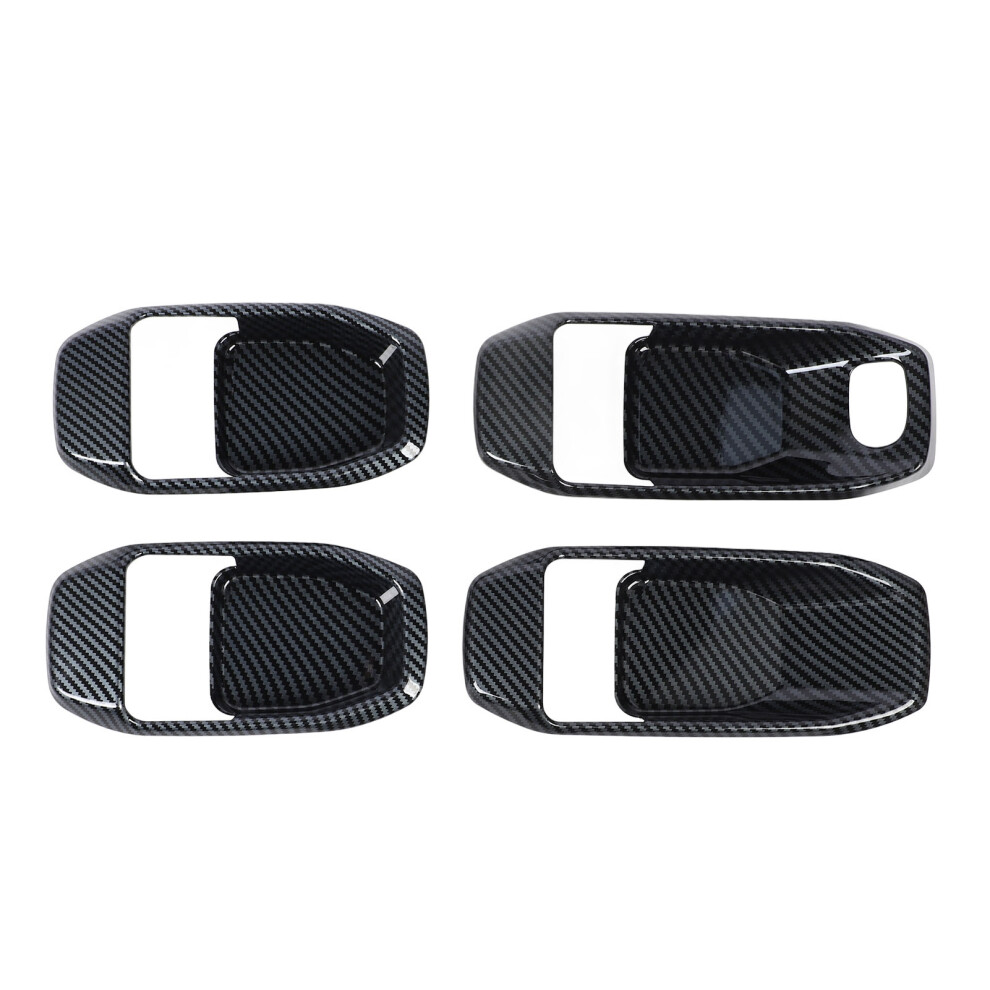 4Pcs Carbon Fiber Inner Door Handle Bowl Cover Set For Jl Jlu 2018-2025 Black 8471330200767