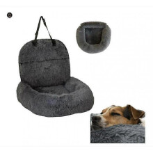 (L) Pet Car Carrier Bed with Safety Belt for Dog/Cat Puppy/Travel Booster Seat Gray