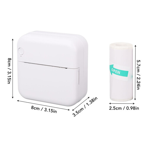 200DPI Bluetooth Portable Thermal Printer with 10 Rolls, Black & White 1