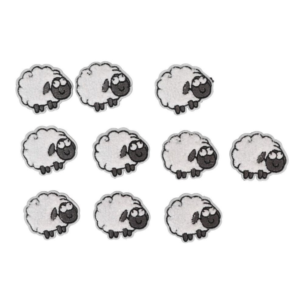 30pcs Cloth Patches Embroidered Iron On Sew On Sheep Shape Clothing Appliques For Jacket Vests Hats