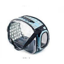 (L, Blue) Pet Cat Transparent Carrier Bag Space Capsule Shape Breathable Handbag Puppy Outdoor Travel Shoulder Bag Large Small Dogs Cats