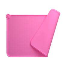 (Pink, Thick 0.3cm) Dog Food Cat Mat Pet Feeding Bowl Placemat Waterproof Non Slip Silicone Floors