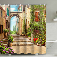 (Arch, 180cm*200cm/70.87*78.74in) Pattern Landscape Bathroom Shower Curtain Waterproof Hook Accessories Bath Decor