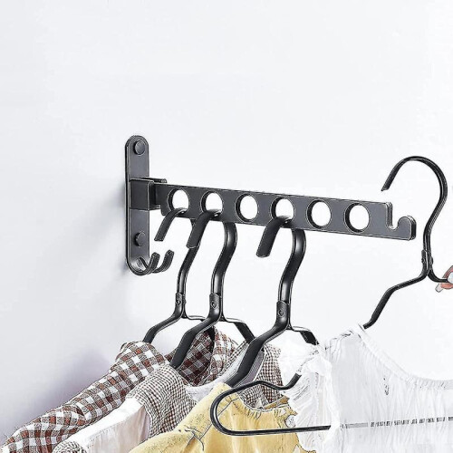 Wall-mounted Clothes Rack, Wall-mounted Hanger Drying Rack, 90 Rotation Wall-mounted Foldable Clothe 2