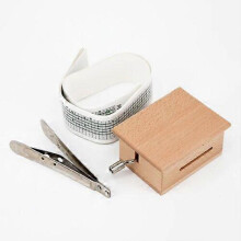 Vintage Hand Crank Wooden Music Box Case with Hole Puncher and Paper Tapes Gifts