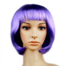 (Light Purple) Wigs Short Cosplay Straight Wigs Colorful Party Bangs Head Bangs Style Straight