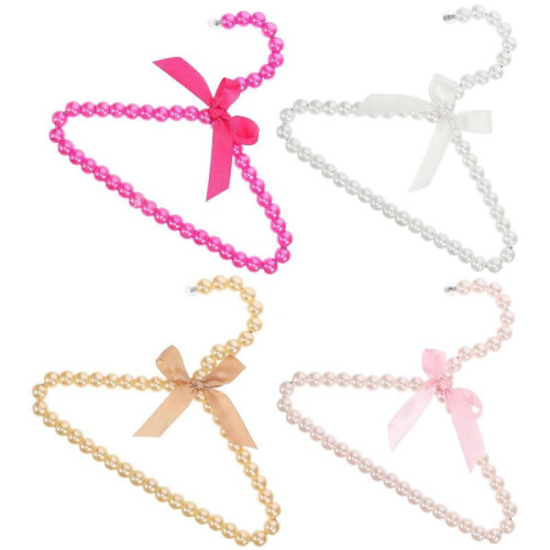 Pet Apparel Hangers Bow Shape Pink Use Clothes Drying 4Pcs 1