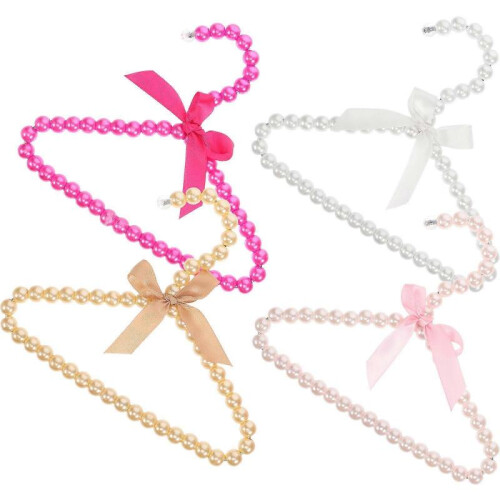 Pet Apparel Hangers Bow Shape Pink Use Clothes Drying 4Pcs 2