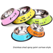 (M 22CM, Spray Paint) 3 Styles Pet Feeding Bowls Stainless Steel Non-slip Dog Bowl Durable Anti-fall Cat Puppy Feeder For Dogs Teddy Golden Retriever