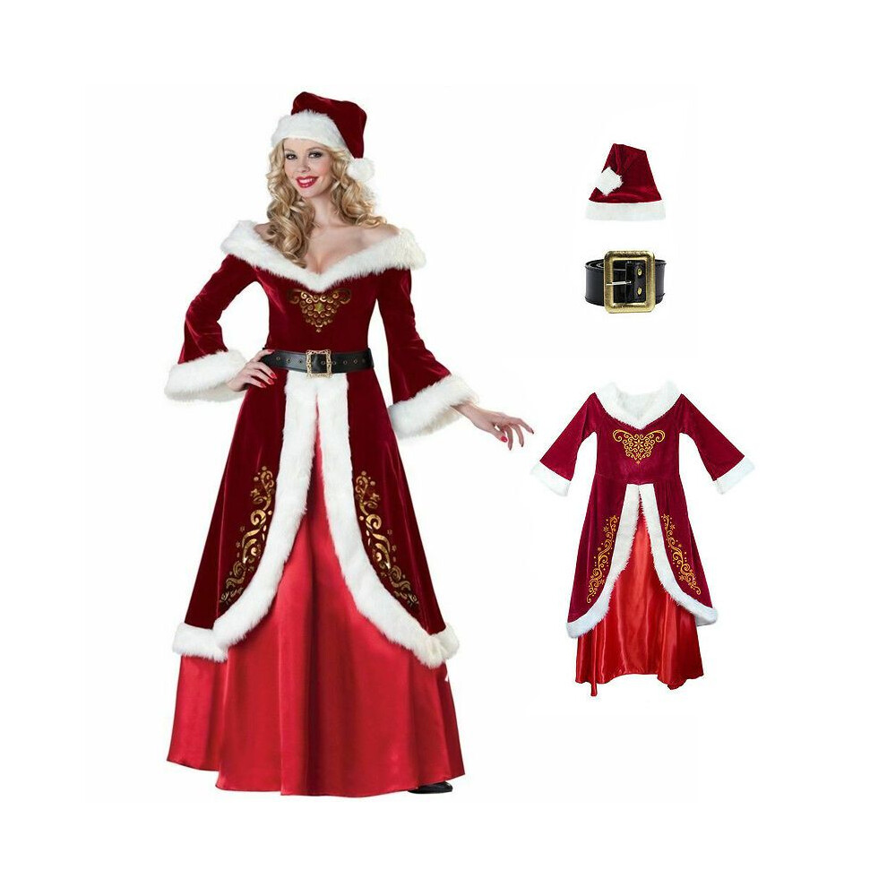 (M) Christmas Costumes Dress Santa Claus Adult Women Lady Xmas Cosplay Holiday Party