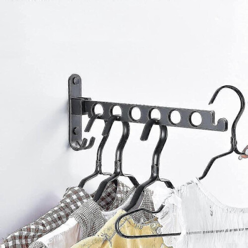 Wall-mounted Clothes Rack, Wall-mounted Hanger Drying Rack, 90 Rotation Wall-mounted Foldable Clothe 2