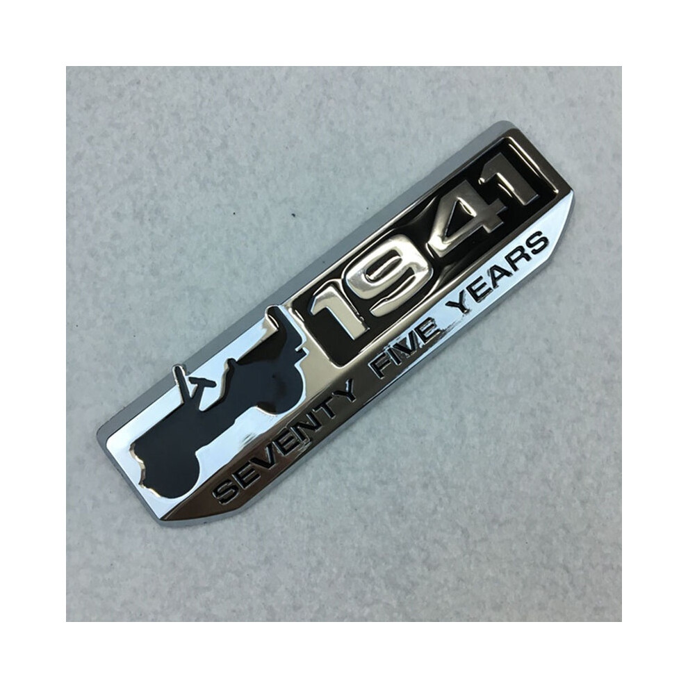 (Silver Black) Seventy Metal 1941 Five Years Emblem Trunk Tailgate Fender Jeep Badge For