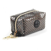 Poop Bag Holder Attaches to Dog Leash Waste Bag Dispenser Snake Print Light PU for Carrier Bag for Walking Running or Hi