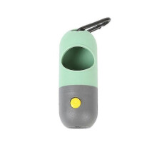 (Grey Green) Portable Dog Poop Bag Dispenser Outdoor Travel Pet Waste Bag Holder With Led Flashlight