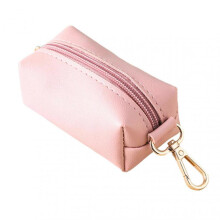 (Pink) Dog Waste Bag Dispenser Large Capacity PU Dog Poop Pickup Bag Holder Portable Pet Waste Bag Holder