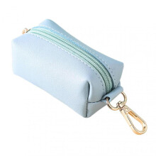 (Blue) Dog Waste Bag Dispenser Large Capacity PU Dog Poop Pickup Bag Holder Portable Pet Waste Bag Holder