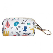 Dog Poop Waste Bags Holder Cute Print Doggie Poop Bags Dispenser for Pet Leash Trash Waste Bags for Carrier Organizer  White