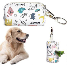 Dog Poop Bag Dispenser,pet Poop Bag Holder, Portable Pu Leather Dog Poop Bag Holder(white)