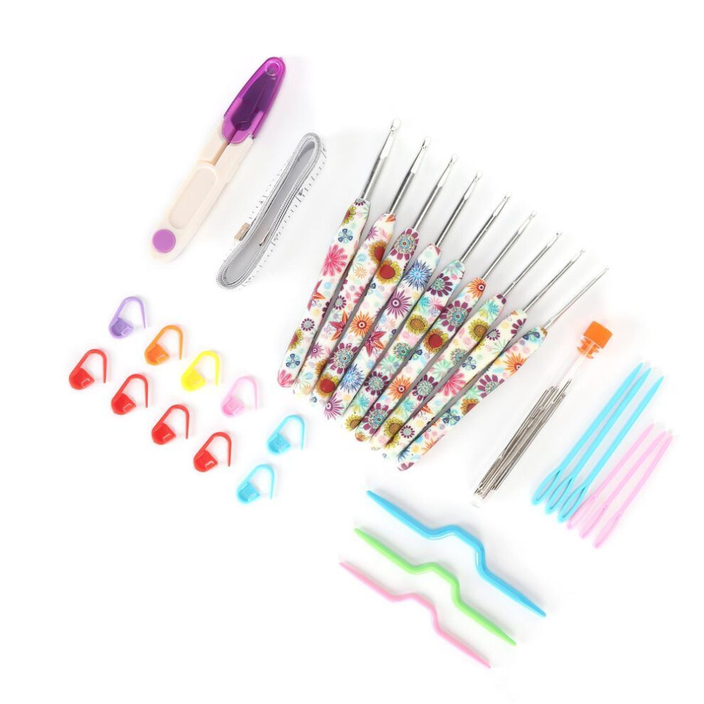 9pcs Crochet Hooks Set For Beginners Multiple Sizes Craft Polishing Aluminum Crochet Hooks With