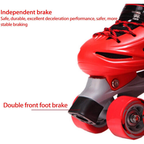 Quad Roller Skates for  Beginners Adjustable Size Red/Blue/Pink XL 35/38 2