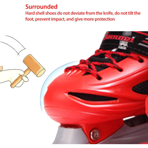 Quad Roller Skates for  Beginners Adjustable Size Red/Blue/Pink XL 35/38 1
