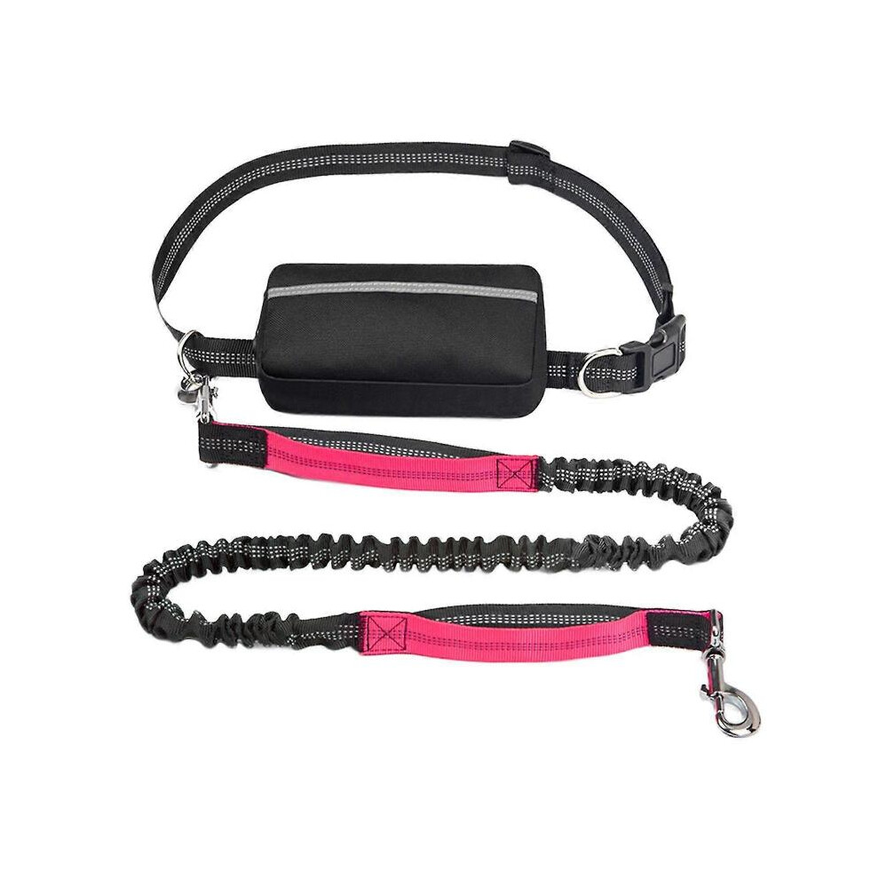 (120-183cm Long,rose red)Hands-Free Dog Leash with Waist Bag for Jogging, Training, and Hiking - Suitable for All Dog Breeds in Violet Color